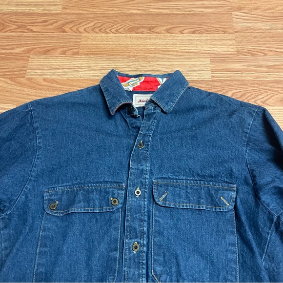 Vintage Male Men’s Denim Button-Down Shirt Medium Air Force Indian 90’s USA Blue - Picture 3 of 7